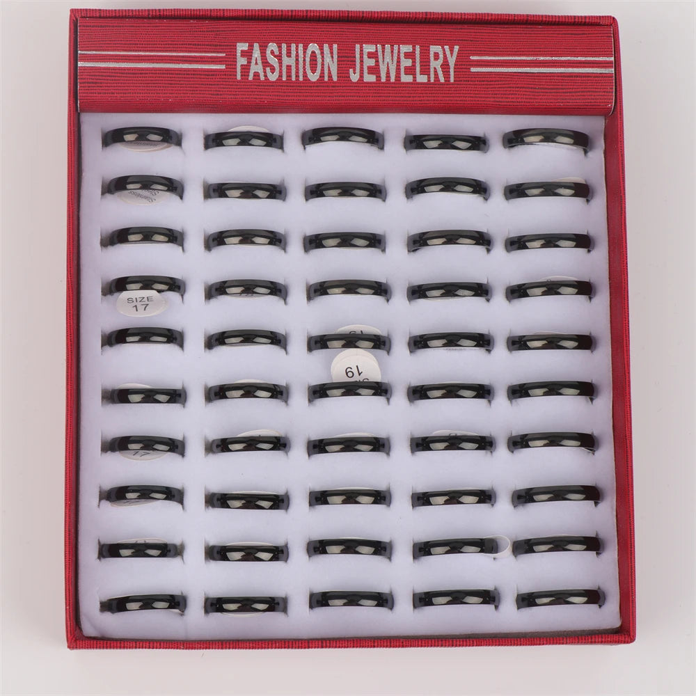 10pcs/lot Multicolor Smooth Stainless Steel Polishing Rings Width 2mm-8mm For Women Men Width 2mm-8mm