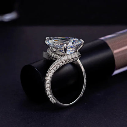 Deluxe Water Drop 18ct Moissanite Diamond Ring 100% Original 925 sterling silver Engagement Wedding band Rings for Women Jewelry