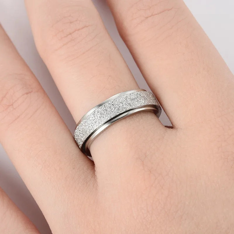 6MM Rotate Freely Spinning Stainless Steel Anxiety Rings For Women Spinner Fidgets Ring Anti Stress Men Rotating Punk Jewelry