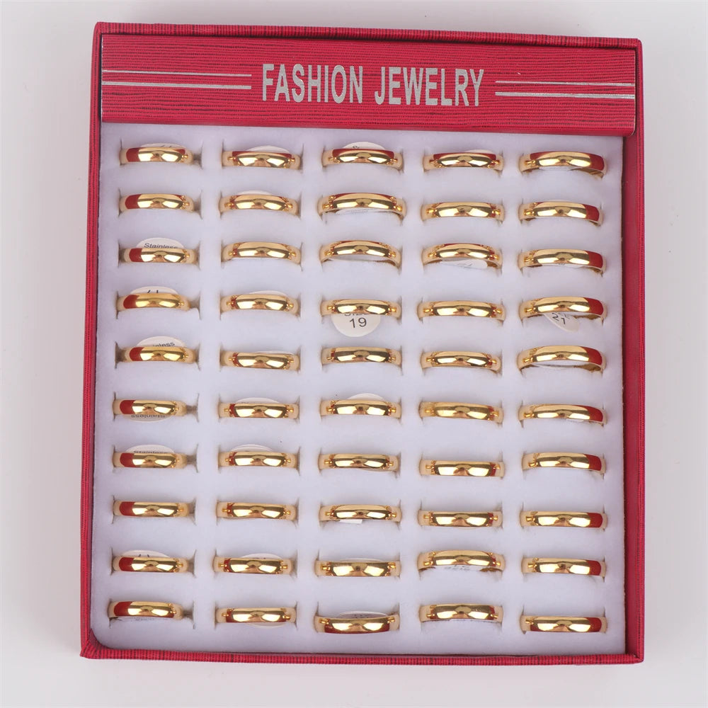 10pcs/lot Multicolor Smooth Stainless Steel Polishing Rings Width 2mm-8mm For Women Men Width 2mm-8mm