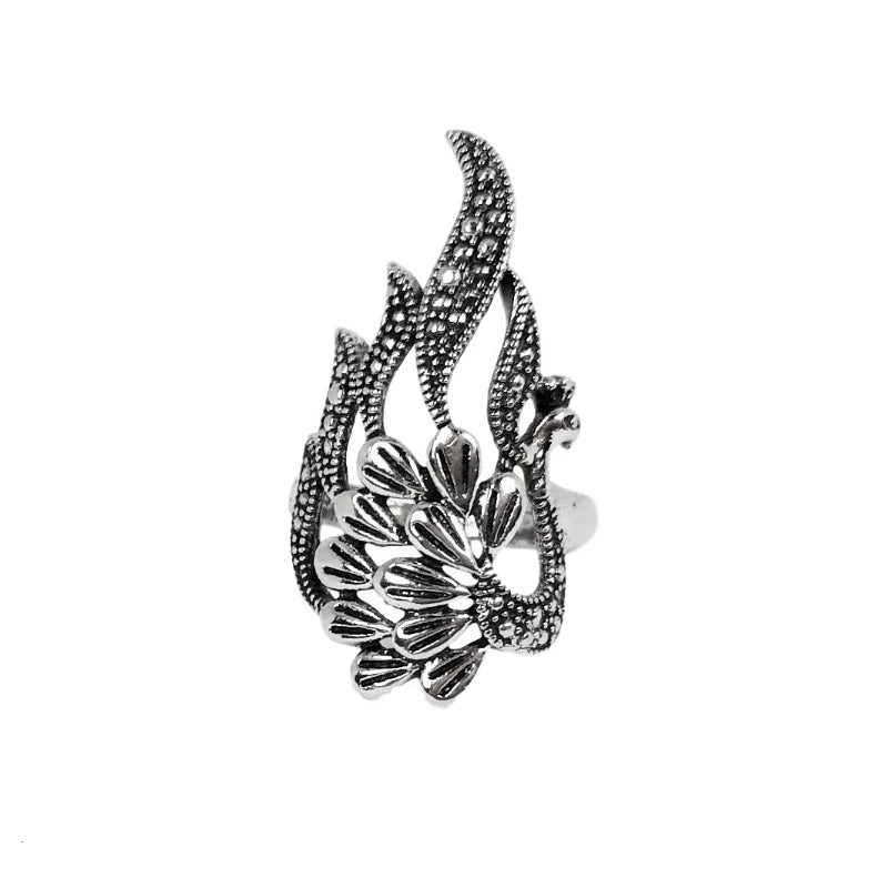 Retro Peacock Frog Ring Men Women Fashion Alloy Rings Animal Wings Hip Hop Rock Jewelry Gift Resizable Wholesale