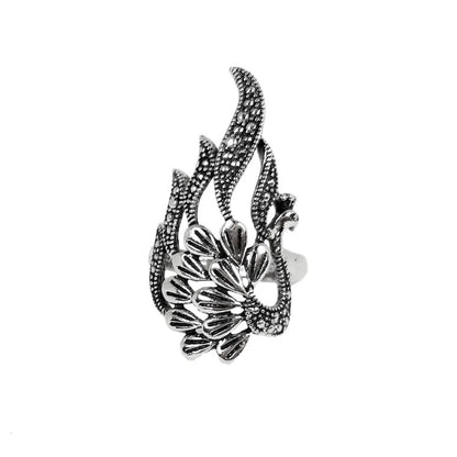 Retro Peacock Frog Ring Men Women Fashion Alloy Rings Animal Wings Hip Hop Rock Jewelry Gift Resizable Wholesale