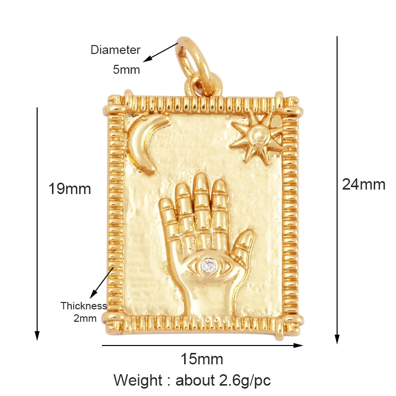 Buddha Hamsha Evil Eye Hand Charm , 18K Real Gold Plated Colour,Necklace Bracelet Pendant for Handmade Jewelry Supplies L14