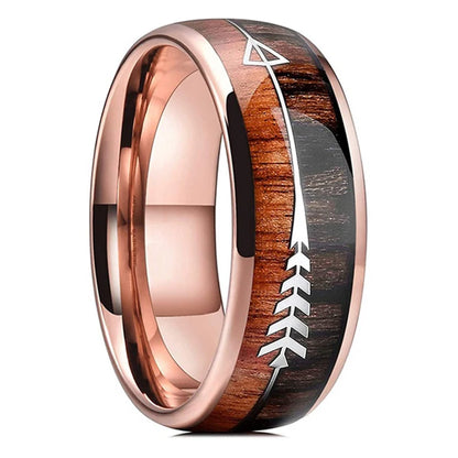 Fashion 8mm Men Stainless Steel Rings Inlay Meteorite Abalone Shell Rings For Men Women Wedding Engagement Band Jewelry Gift