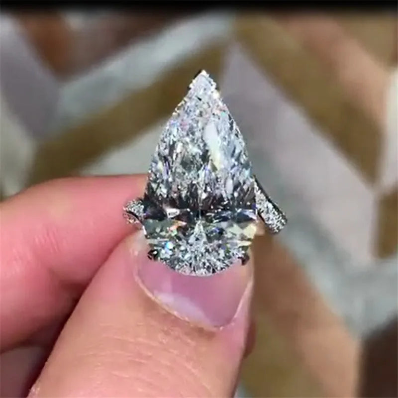 Deluxe Water Drop 18ct Moissanite Diamond Ring 100% Original 925 sterling silver Engagement Wedding band Rings for Women Jewelry