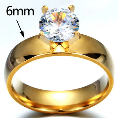 Auxauxme Shining Zirconic Lover's Engagement Rings Stainless Steel Engrave Name Date Wedding Band Ring Couple Women Men