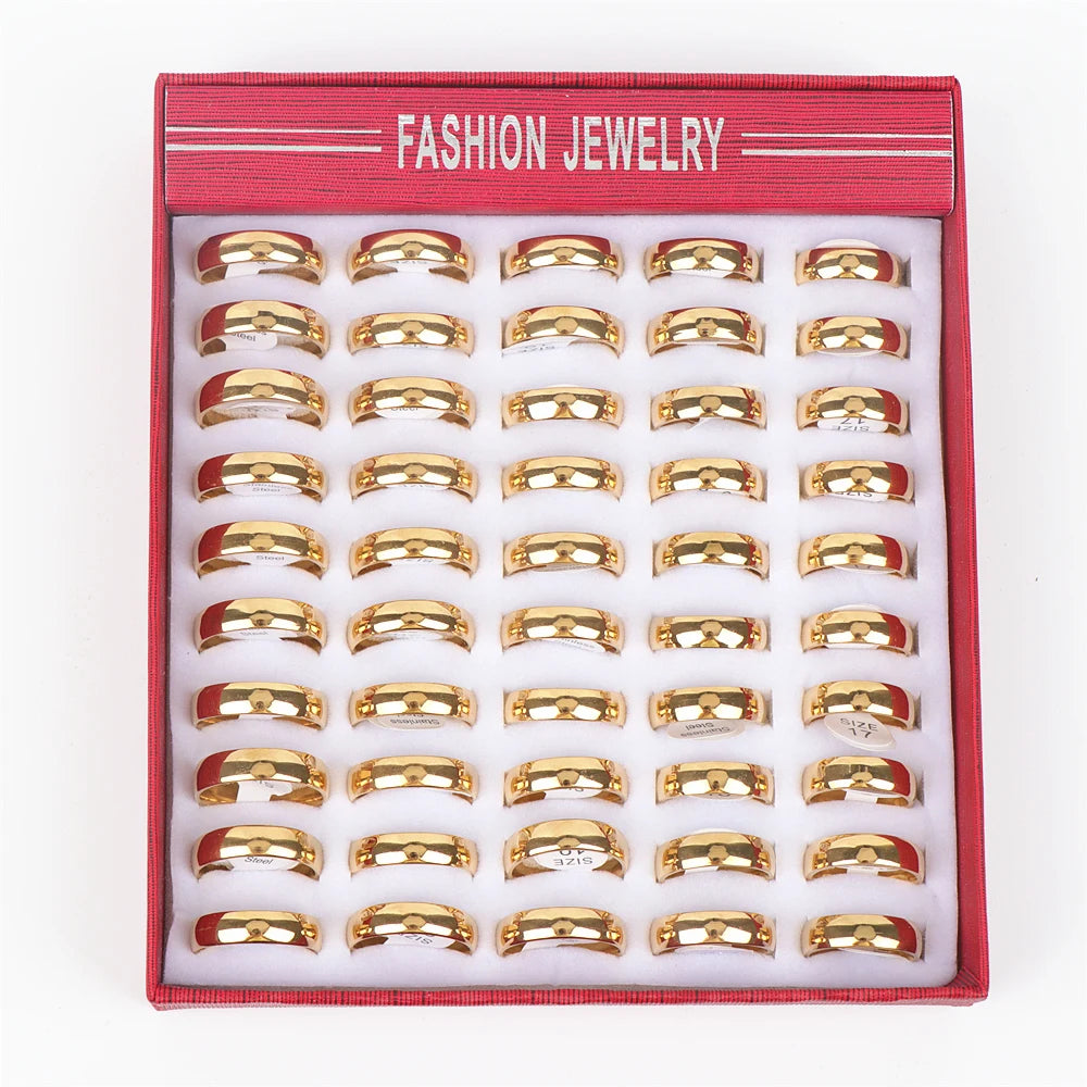 10pcs/lot Multicolor Smooth Stainless Steel Polishing Rings Width 2mm-8mm For Women Men Width 2mm-8mm