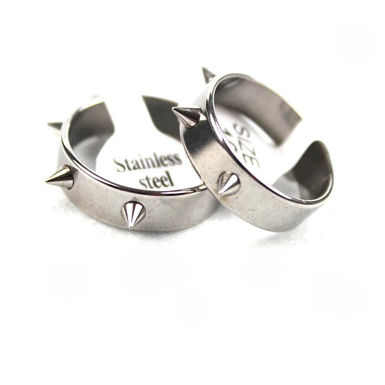 Rivets Ring NEW Punk 3 Rivet Stainless Steel Couple Rings Perceived Temperature Mood Discolor Stainless Steel Rings 20020