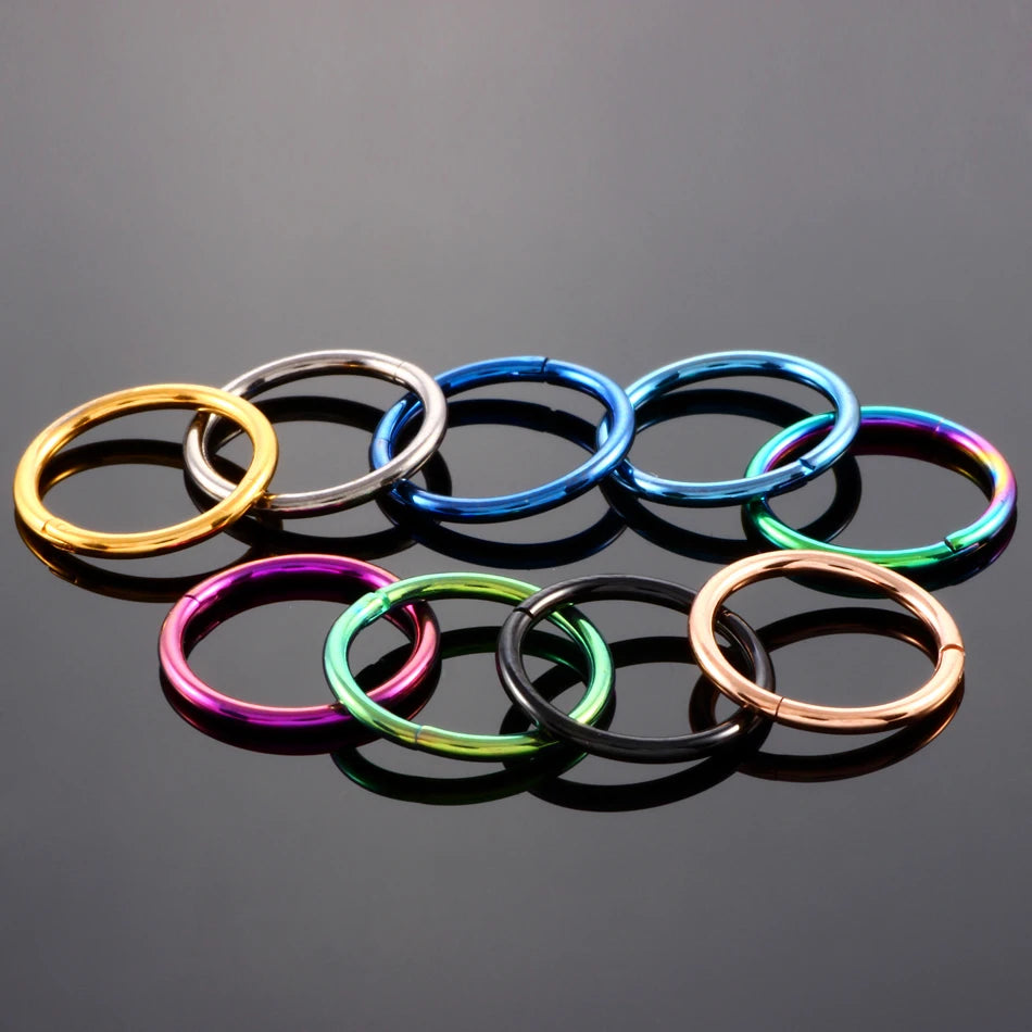 1PC G23 Titanium Hinged Segment Nose Ring 16g&14g Nipple Clicker Ear Cartilage Tragus Helix Lip Piercing Unisex Fashion Jewelry