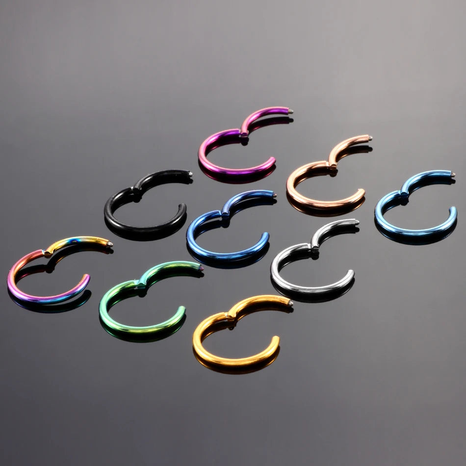 1PC G23 Titanium Hinged Segment Nose Ring 16g&14g Nipple Clicker Ear Cartilage Tragus Helix Lip Piercing Unisex Fashion Jewelry