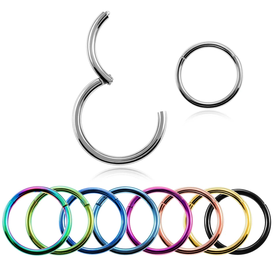 1PC G23 Titanium Hinged Segment Nose Ring 16g&14g Nipple Clicker Ear Cartilage Tragus Helix Lip Piercing Unisex Fashion Jewelry