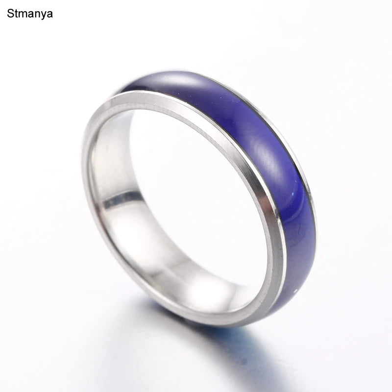 Rivets Ring NEW Punk 3 Rivet Stainless Steel Couple Rings Perceived Temperature Mood Discolor Stainless Steel Rings 20020