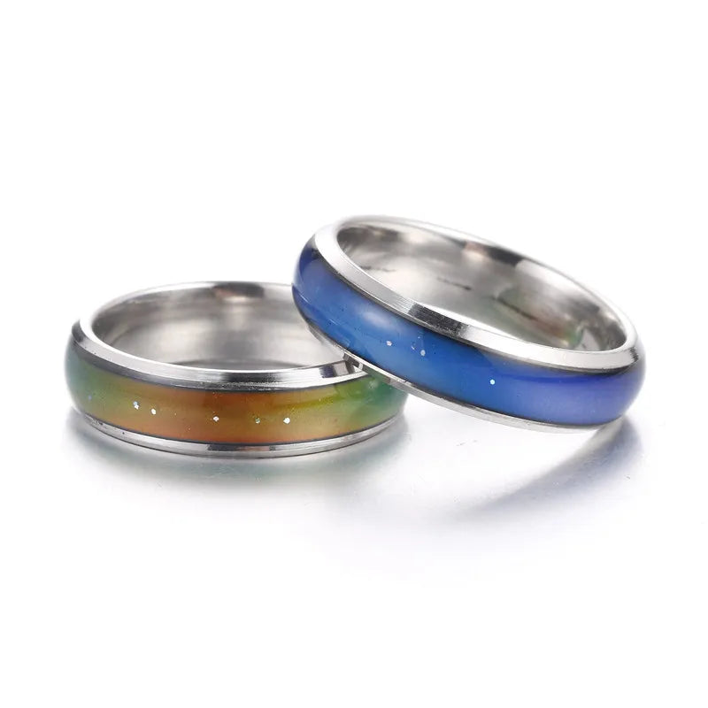 Rivets Ring NEW Punk 3 Rivet Stainless Steel Couple Rings Perceived Temperature Mood Discolor Stainless Steel Rings 20020