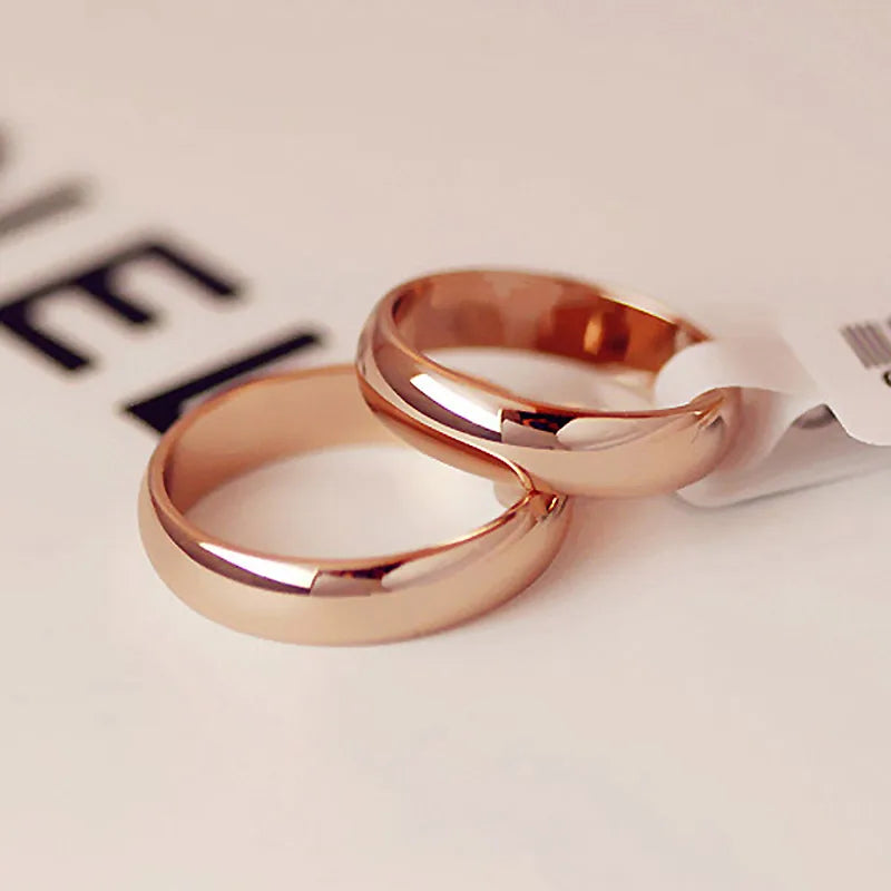Le.Baiser High quality Simple Round Men Rings female Rose Gold color wedding rings for women Lover's fashion Jewelry  Gift