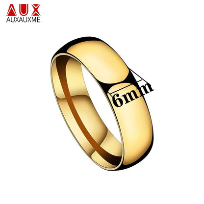 Auxauxme Shining Zirconic Lover's Engagement Rings Stainless Steel Engrave Name Date Wedding Band Ring Couple Women Men