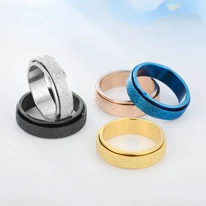 6MM Rotate Freely Spinning Stainless Steel Anxiety Rings For Women Spinner Fidgets Ring Anti Stress Men Rotating Punk Jewelry
