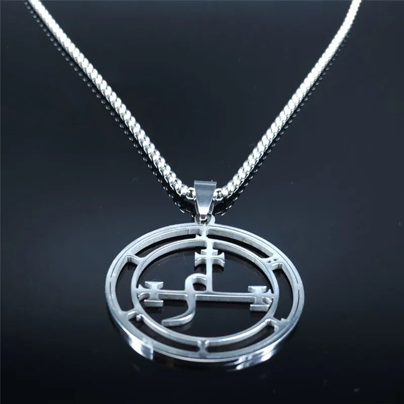 Stainless Steel Demon Seal Necklace Men/Women Silver Color Satan LILITH Necklaces & Pendants Jewery colares feminino N1331S03