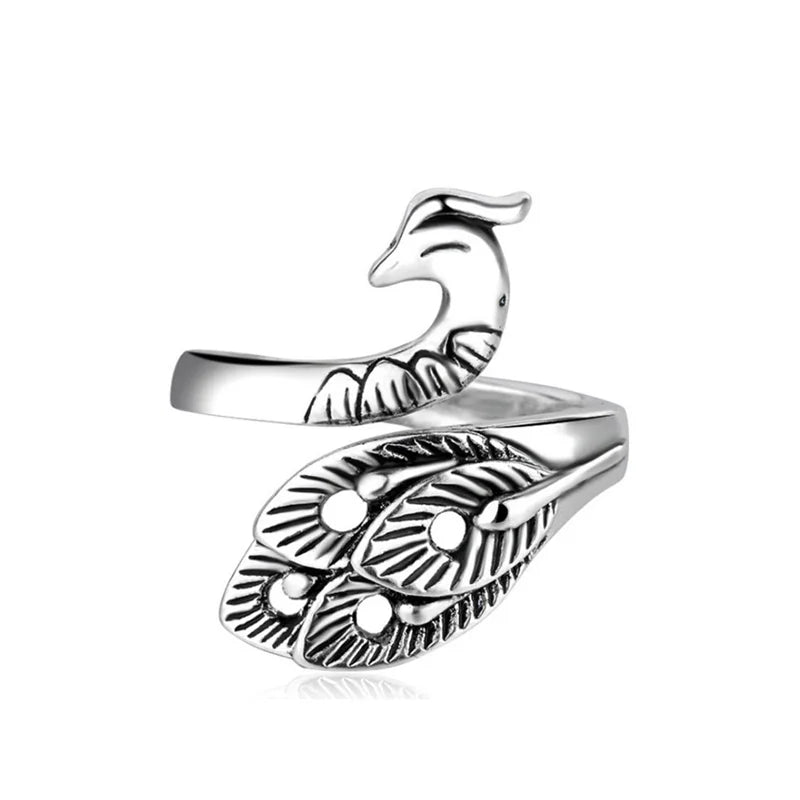 Retro Peacock Frog Ring Men Women Fashion Alloy Rings Animal Wings Hip Hop Rock Jewelry Gift Resizable Wholesale