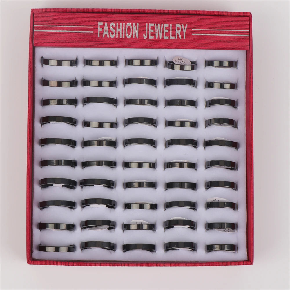 10pcs/lot Multicolor Smooth Stainless Steel Polishing Rings Width 2mm-8mm For Women Men Width 2mm-8mm