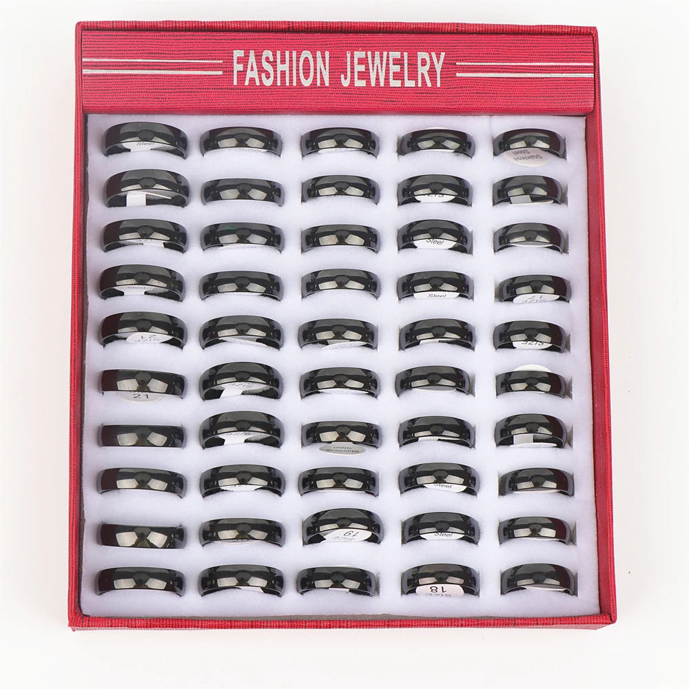 10pcs/lot Multicolor Smooth Stainless Steel Polishing Rings Width 2mm-8mm For Women Men Width 2mm-8mm