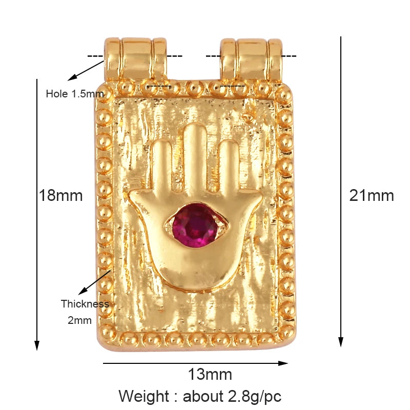 Buddha Hamsha Evil Eye Hand Charm , 18K Real Gold Plated Colour,Necklace Bracelet Pendant for Handmade Jewelry Supplies L14