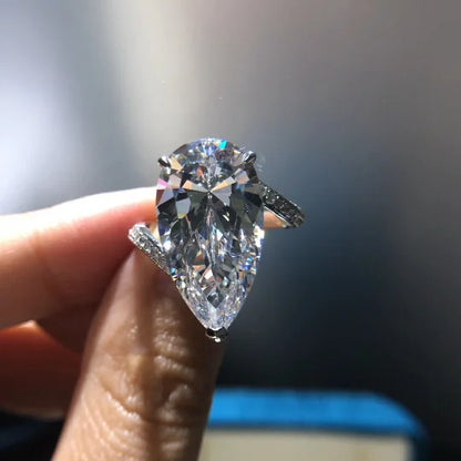 Deluxe Water Drop 18ct Moissanite Diamond Ring 100% Original 925 sterling silver Engagement Wedding band Rings for Women Jewelry