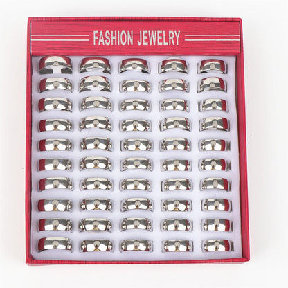 10pcs/lot Multicolor Smooth Stainless Steel Polishing Rings Width 2mm-8mm For Women Men Width 2mm-8mm