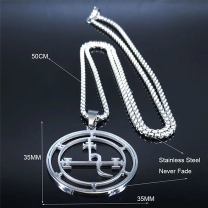Stainless Steel Demon Seal Necklace Men/Women Silver Color Satan LILITH Necklaces & Pendants Jewery colares feminino N1331S03