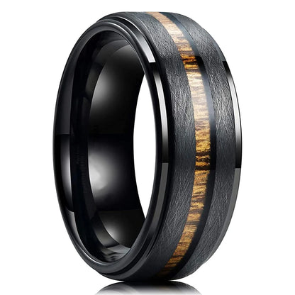 Fashion 8mm Men Stainless Steel Rings Inlay Meteorite Abalone Shell Rings For Men Women Wedding Engagement Band Jewelry Gift