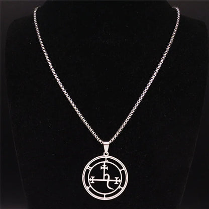 Stainless Steel Demon Seal Necklace Men/Women Silver Color Satan LILITH Necklaces & Pendants Jewery colares feminino N1331S03