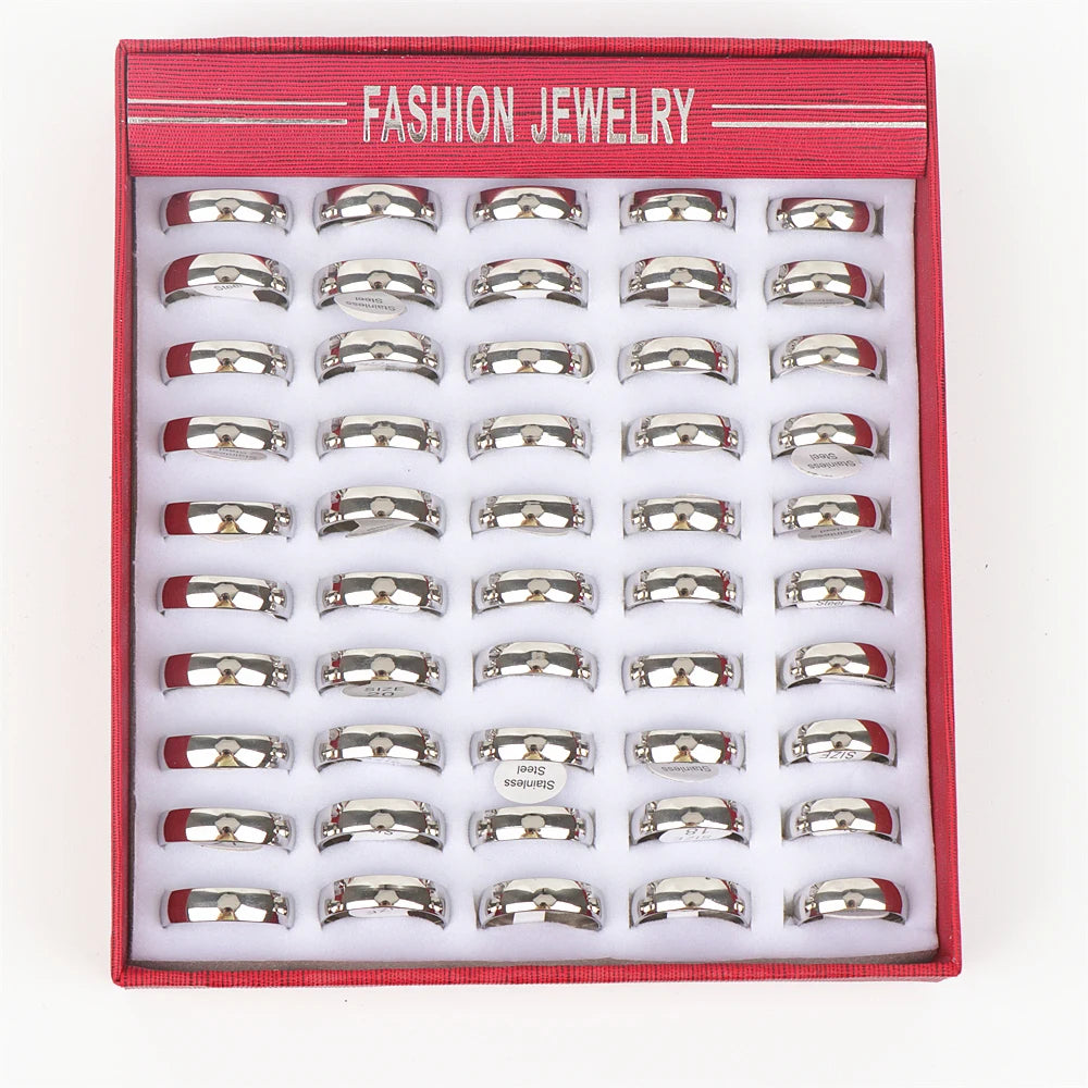 10pcs/lot Multicolor Smooth Stainless Steel Polishing Rings Width 2mm-8mm For Women Men Width 2mm-8mm