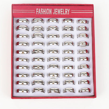 10pcs/lot Multicolor Smooth Stainless Steel Polishing Rings Width 2mm-8mm For Women Men Width 2mm-8mm