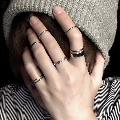 Boho Gold Color Cross Wide Rings Set For Women Girls Simple Chain Finger Tail Rings 2022 NEW Bijoux Jewelry Gifts Ring Female