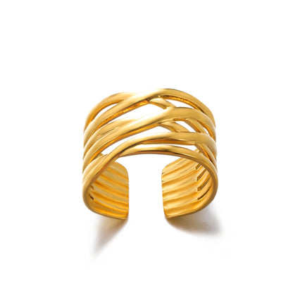 Stainless Steel Round Rings For Women Zircon Geometric Gold Color Crystal Ring Aesthetic Wedding Party Jewerly Gift Bague Femme