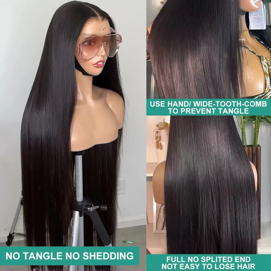 Black Straight HD Lace Frontal Wig for Black Women – Pre-Plucked 13x6 & 360, 250%