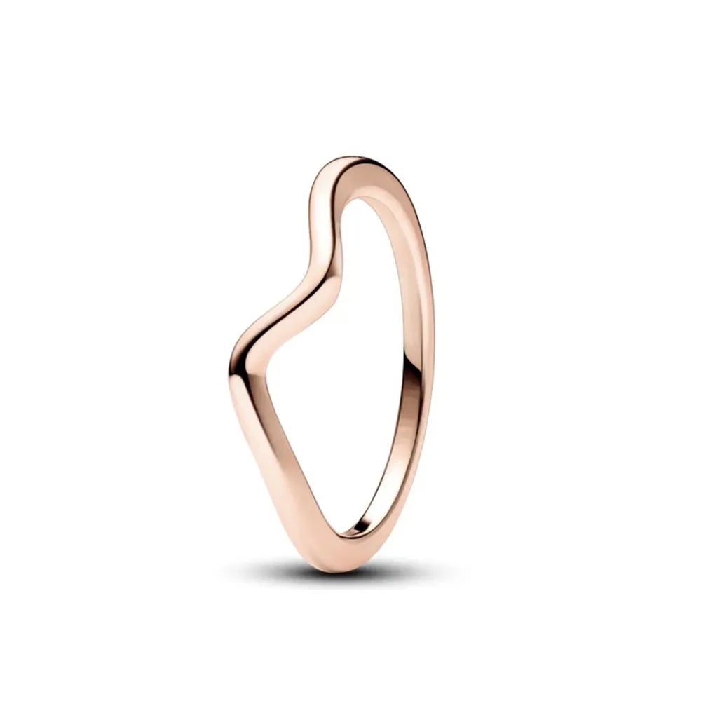 Rose Gold Clor Flower Heart Pink Ring New Hot Selling  Rings Suitable For  Matching DIY Birthday Gift 925 Silver