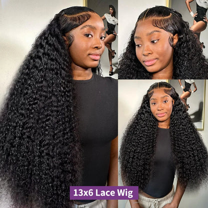 Deep Wave Curly 13x4 & 13x6 HD Lace Frontal Wig – 360 Water Wave Remy, 40–42 Inch