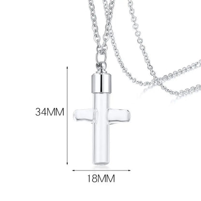 Portable Ashes Holder Glass Bottle Necklace with Chain Fillable Wishing Bottle Keepsake DIY Perfume Vial Pendant