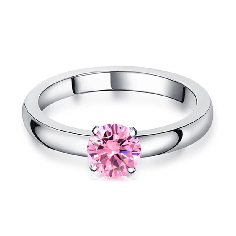 DIY 1.5 CT Solitaire Engagement Rings Wedding Bands Interchangeable Stainless Steel Round Cubic Zirconia Promise Rings for Her