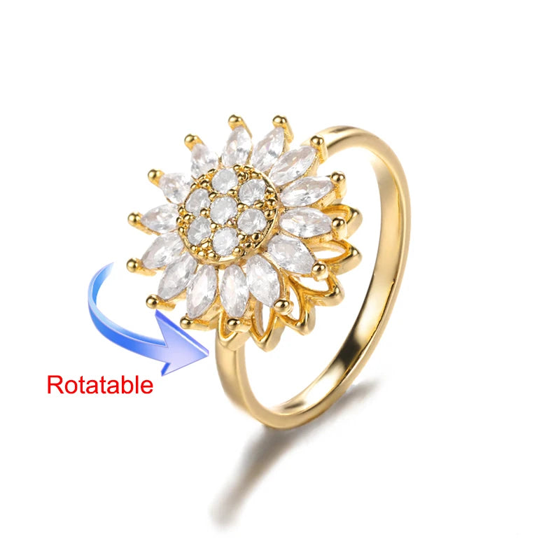Rotating Four Clover Wedding Rings for Women Stainless Steel Anti-Stress Anxiety Ring Adjustable Aesthetic Jewelry anillos mujer