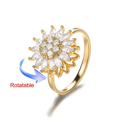 Rotating Four Clover Wedding Rings for Women Stainless Steel Anti-Stress Anxiety Ring Adjustable Aesthetic Jewelry anillos mujer