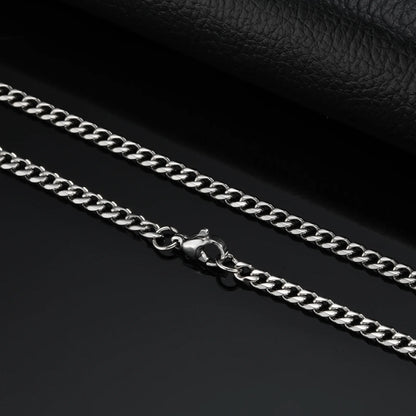 Punk Silver Color Chain Necklace for Men Women,Hip Hop Stainless Steel Braided Link Chokers,Classic Metal Jewelry Gift