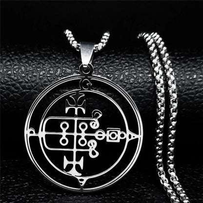 Stainless Steel Demon Seal Necklace Men/Women Silver Color Satan LILITH Necklaces & Pendants Jewery colares feminino N1331S03