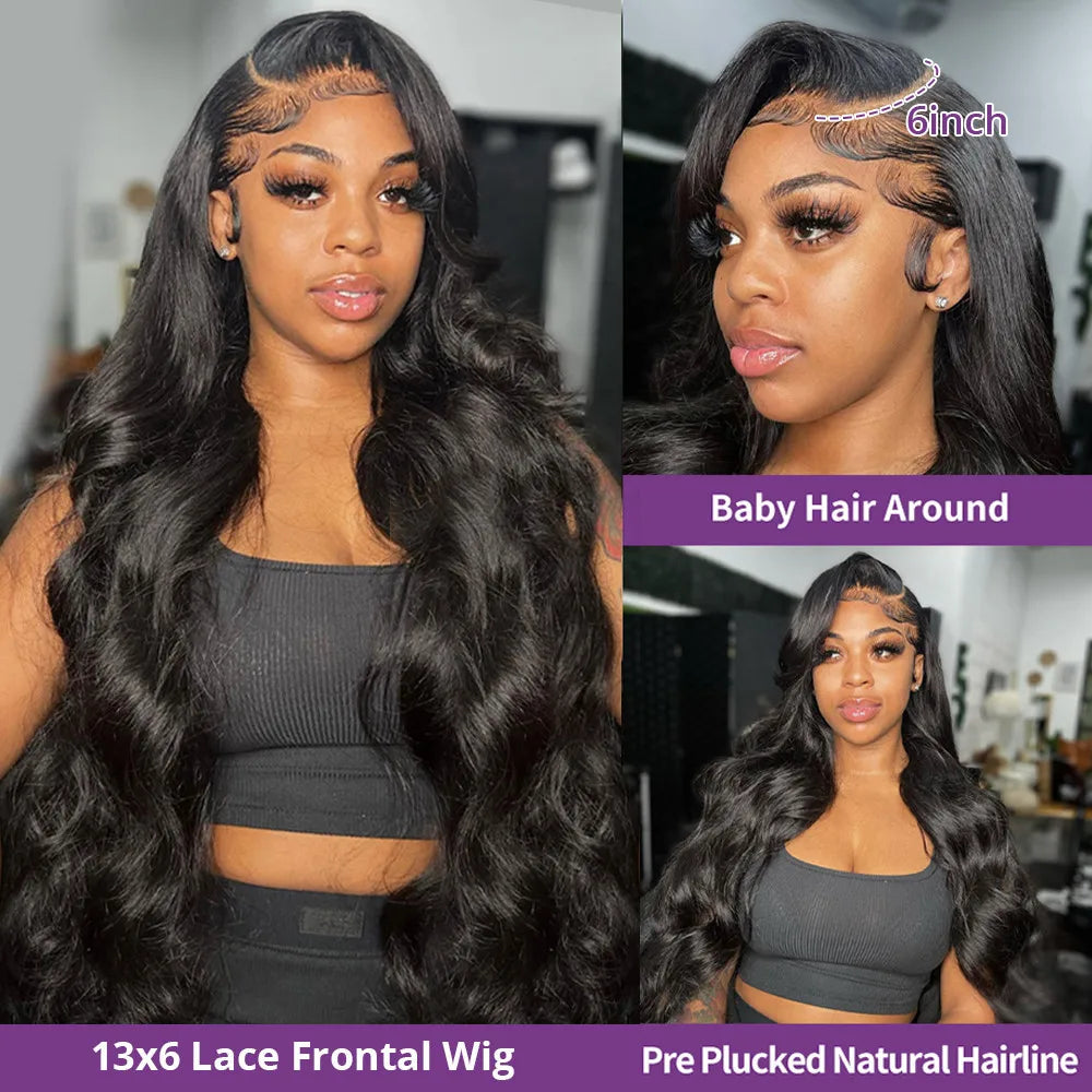 Body Wave 13x6 HD Lace Frontal Wig – 200% Real Density 13x4 & 360 Pre-Plucked, 30–40 Inch