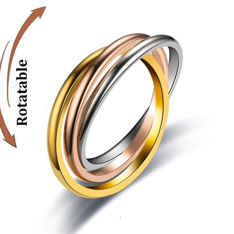 Anti Stress Anxiety Fidget Spinner Couple Rings Rotate Freely Jewelry for Men Women Stainless Steel Knuckle Ring Wedding Bague