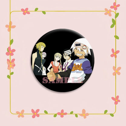 Anime Soul Eater Pins Round Creative Cartoon Badges Handmade Tinplate Brooches for Backpack Accessorys Exquisite Gifts