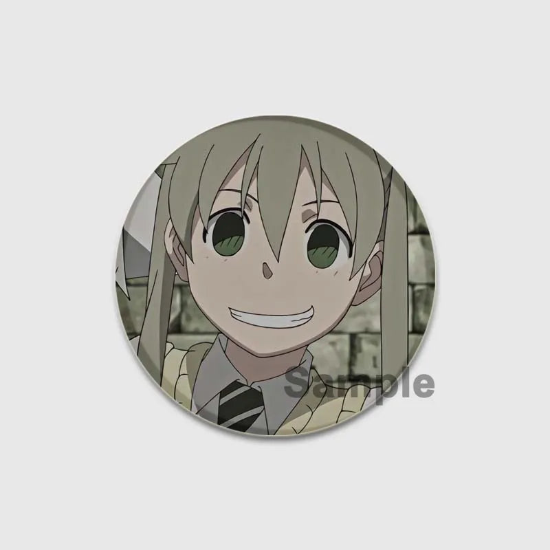 58MM Anime Soul Eater Pins Tinplate Brooch Figure Badge Handmade Brooches for Backpack Clothes Decoration Fashion Jewelry Gifts