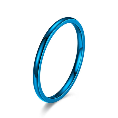 1pc 2mm Thin Classic Fashion Simple Stainless Steel High Polished Rings For Women Men Couple Finger Rings Jewelry Size 5 To 13