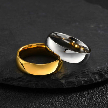 High Polished Stainless Steel Wedding Band Ring for Women Men 2/3/4/5/6mm Gold Plated Smooth Couple Rings Engagement Jewelry