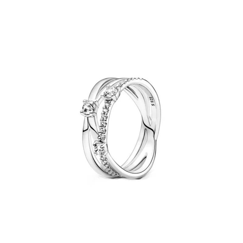 925 Silver Women Jewerly Accessories Ring Size 6 7 8 9 Pink Heart CZ Stone Red Black Rings DIY Birthday Gift Party